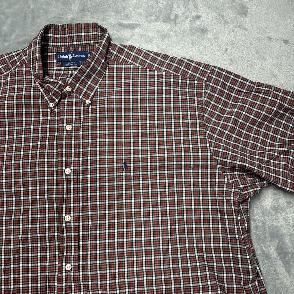Ralph Lauren Shirt Mens 2XL Red Blue Plaid Blake Button Down Classic Fit S/S